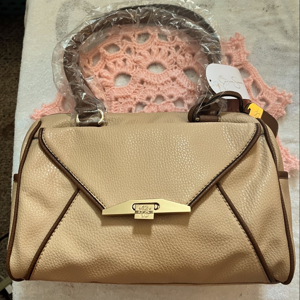 NWT Jessica Simpson Paula Sesame Whiskey Shoulder Bag Satchel